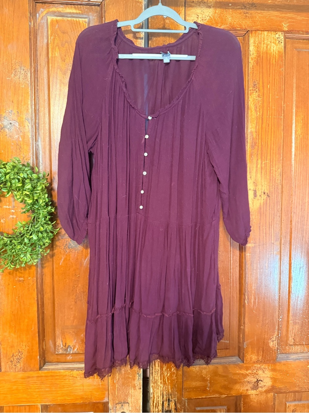 aerie Long-Sleeve Tunic Dress in Plum